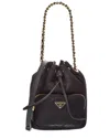 Prada Quilted Tessuto & Saffiano Leather Bucket Bag In Black