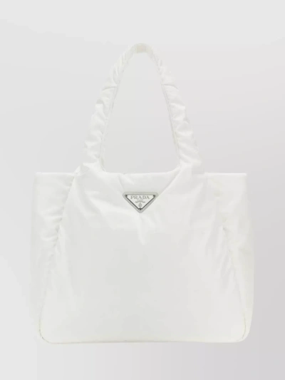 Prada Quilted Top Handle Shoulder Bag In White