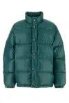 Prada High Collar Puffer Quilted Down Jacket In Green