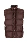 Prada Chocolate Re-nylon Sleeveless Down Jacket In Burgundy