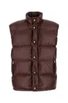 Prada Chocolate Re-nylon Sleeveless Down Jacket In Burgundy