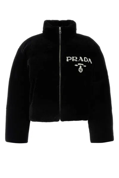 Prada Logo-print Zip-fastening Jacket In Black