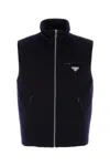 Prada Midnight Blue Cashmere Sleeveless Down Jacket In Blue
