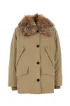 Prada Beige Cotton Down Jacket In Green
