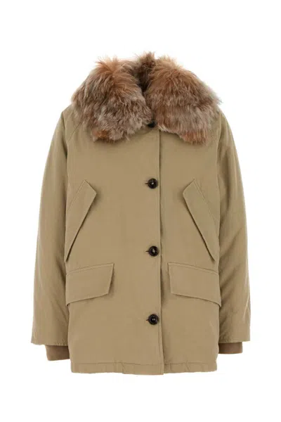 Prada Beige Cotton Down Jacket In Multi