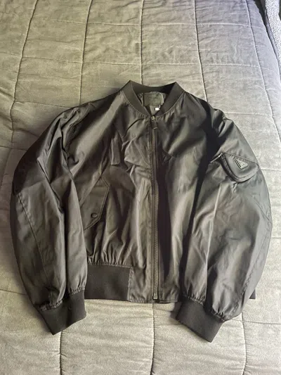 Pre-owned Prada Raf Simons Re-nylon Bomber Jacket In Black