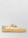 Prada Raffia And Leather Espadrilles Metallic Finish In Gold