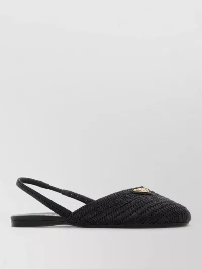 Prada Raffia Ballerinas Pointed Toe Flat Sole In Animal Print