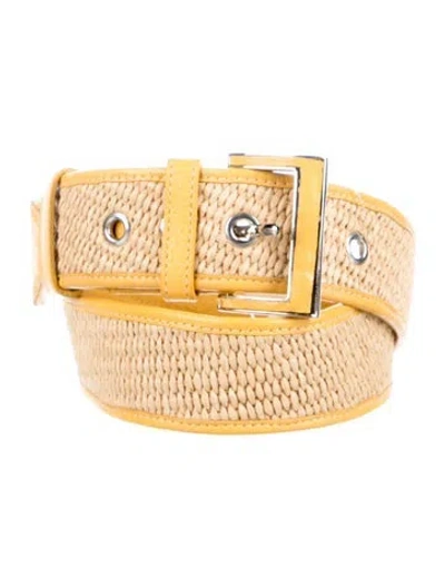 Pre-owned Prada Raffia Belt In Neutrals/yellow