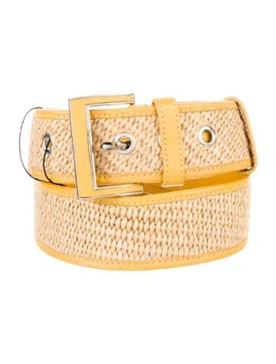 Pre-owned Prada Raffia Belt In Yellow