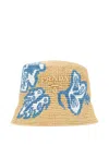 Prada Raffia Bucket Hat In Neutral