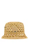 Prada Natural Raffia Bucket Hat In Brown