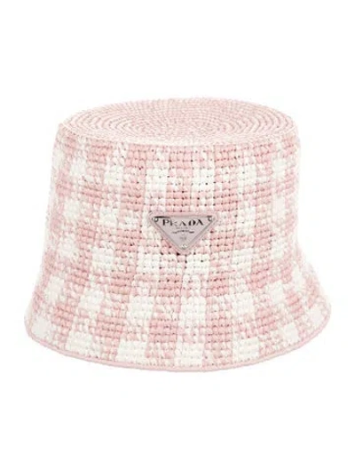 Pre-owned Prada Raffia Bucket Hat In Pink