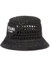 Prada Woven Fabric Bucket Hat In Schwarz