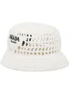 Prada Wide Brim Raffia Bucket Hat In Weiss