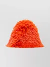 Prada Raffia Bucket Hat With Fringe And Texture In Orange