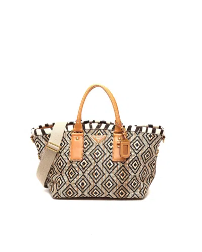 Prada Raffia Canapa Tote Bag In Multi