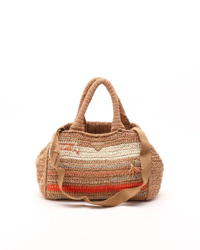 Prada Raffia Canapa Tote Bag In Multi