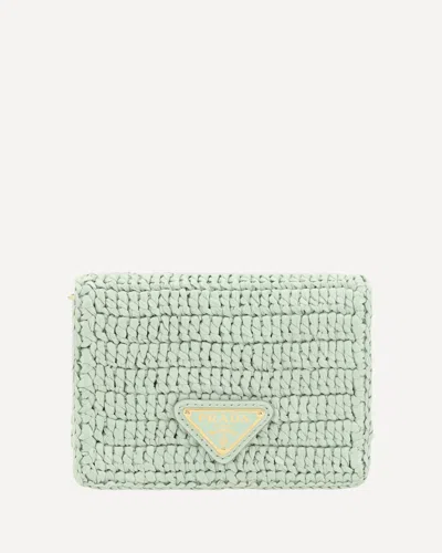 Prada Raffia Shoulder Strap Card Holder
