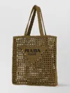 Prada Logo Woven Raffia Tote