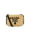 Prada Raffia Mini Crossbody Handbag In Yellow