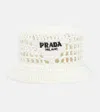 Prada Wide Brim Raffia Bucket Hat In Bianco