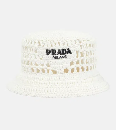 PRADA RAFFIA-EFFECT BUCKET HAT