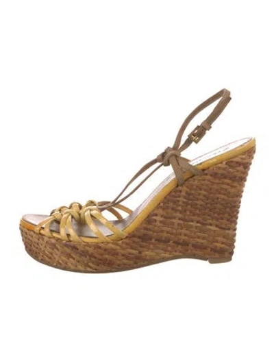 Pre-owned Prada Raffia Espadrilles In Green