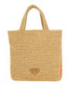 Prada Raffia Floral Tote Bag In Neutral