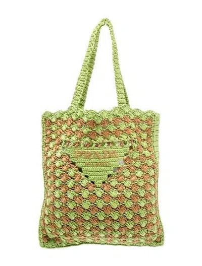 Pre-owned Prada Raffia Grass Raffia Tote In Green