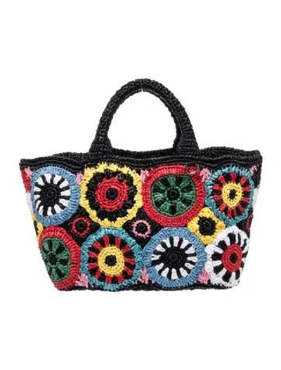 Pre-owned Prada Raffia Grass Tote In Black