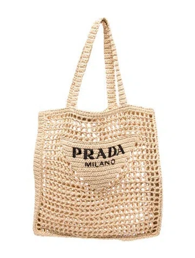 Pre-owned Prada Raffia Grass Tote In Neutral