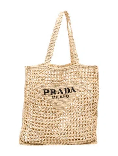 Pre-owned Prada Raffia Grass Tote In Neutral