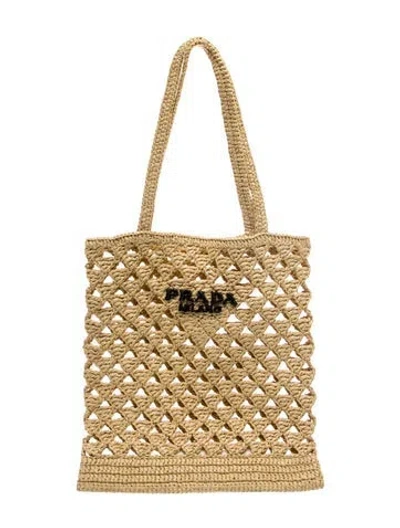 Pre-owned Prada Raffia Grass Tote In Neutral