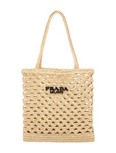 Pre-owned Prada Raffia Grass Tote Small In Neutral