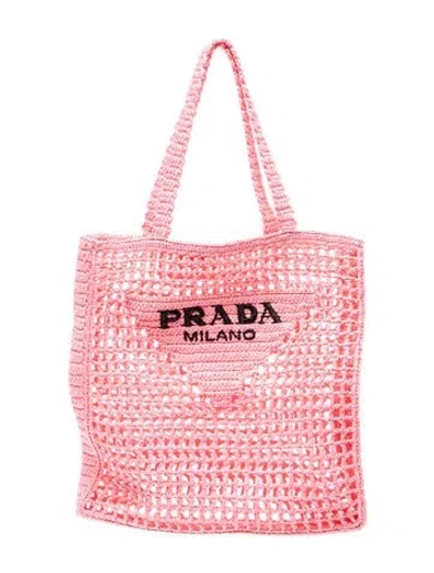 Pre-owned Prada Raffia Grass Tote W/ Tags In Pink