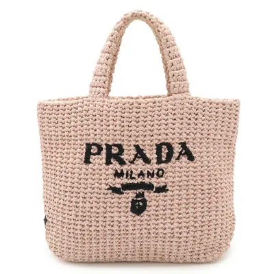 Pre-owned Prada Raffia Handbag Tote Bag () In Pink