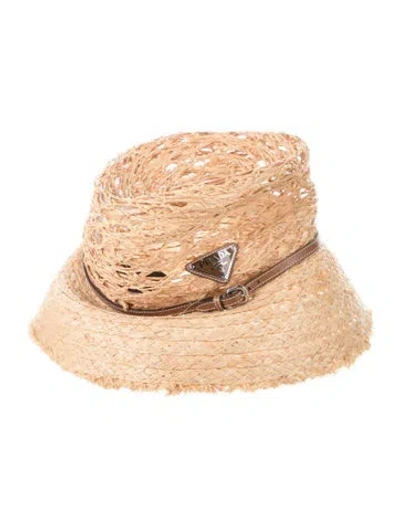 Pre-owned Prada Raffia Hat In Neutrals