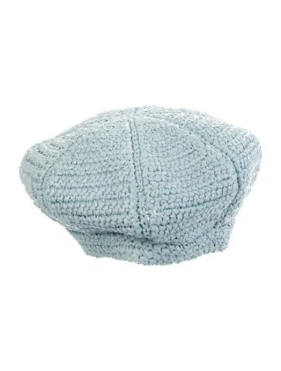 Pre-owned Prada Raffia Hat W/tags In Blue