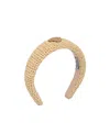 Prada Neutral Triangle-logo Wicker Headband In Gold