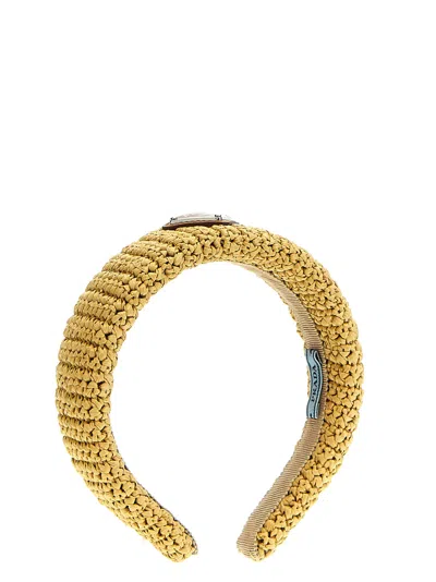 Prada Raffia Headband Hair Accessories Beige