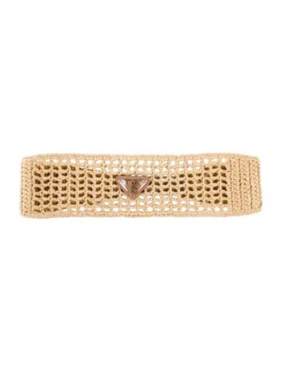 Pre-owned Prada Raffia Headband In Neutral
