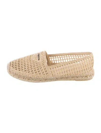 Pre-owned Prada Raffia Lace Pattern Espadrilles In Neutrals
