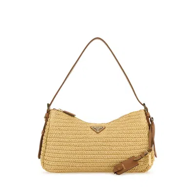 Prada Raffia Large Aime Shoulder Bag
