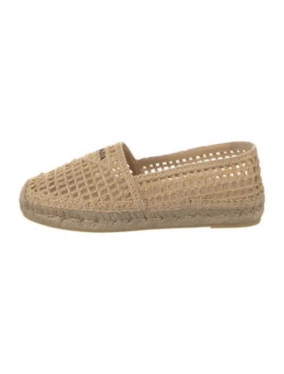 Pre-owned Prada Raffia Mesh Accents Espadrilles In Neutrals