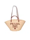 Prada Borsa Shopping Grande In Rafia Donna In Beige