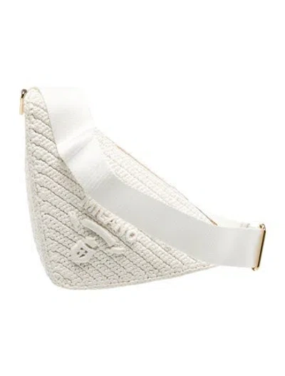 Pre-owned Prada Raffia Pouch Mini W/ Tags In White