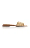 Prada Leather Slides With Crochet Details In Neutral