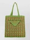 Prada Two-tone Raffia Shopping Bag In Multi