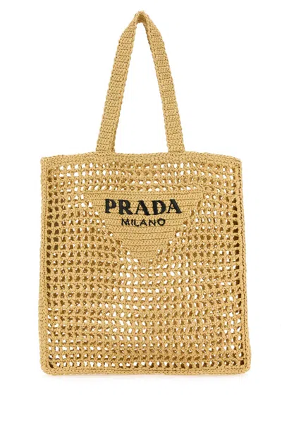 Prada Raffia Shopping Bag In Naturale